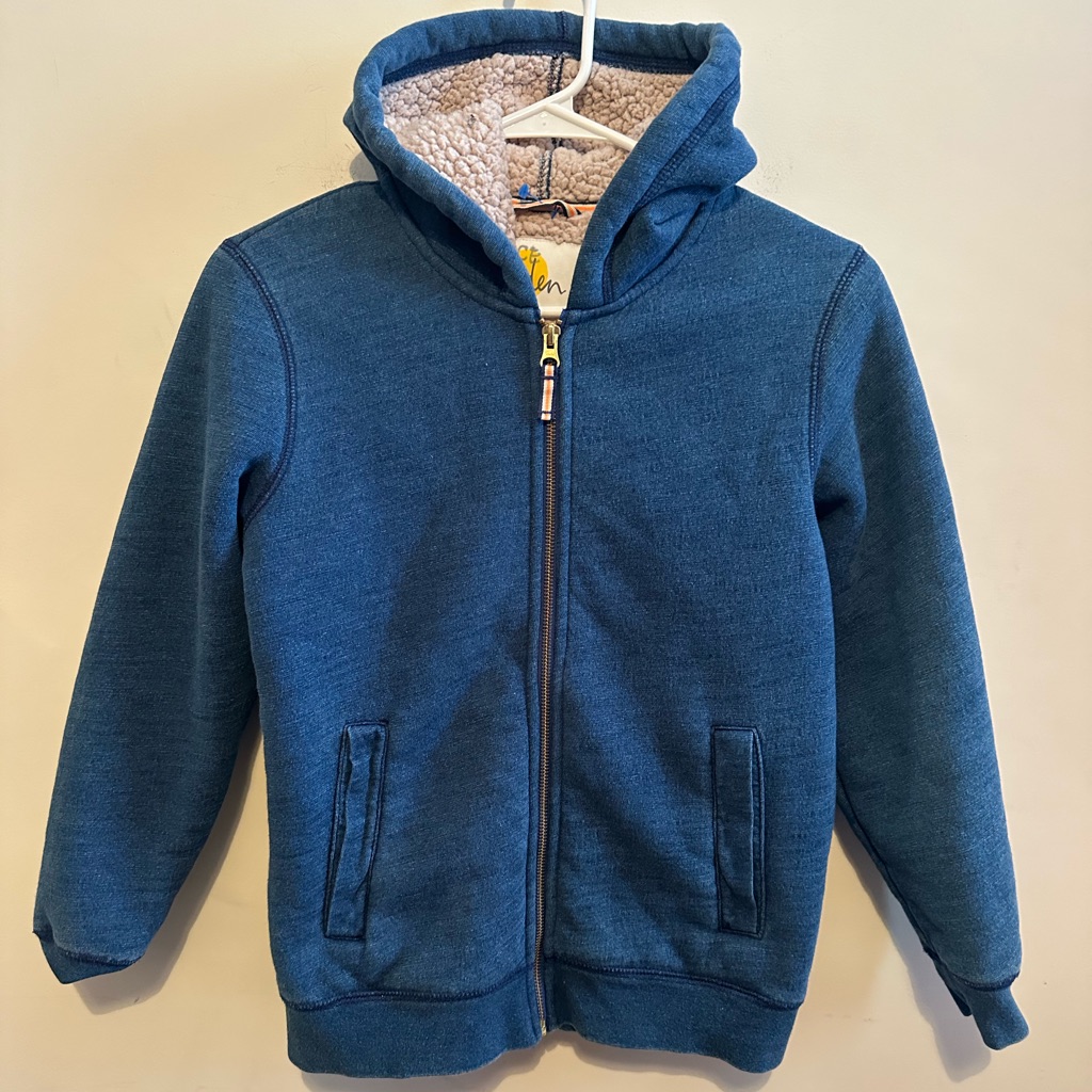 Boden Sherpa Lined Hooded Jacket Kid’s Size 4 Blue